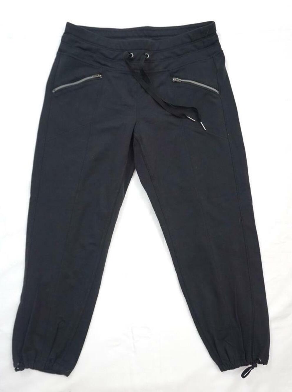 ATHLETA WOMEN XS BLACK CAPRI CROPPED STRETCH SWEATPANTS/PANTS/LEGGINGS/POCKETS